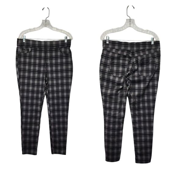 Nine West Plaid Black/Gray Heidi Pull-On Skinny Pants Size 10 - Picture 1 of 7